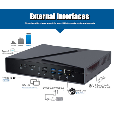 Win 10 Pro Inte1 I9 9880H อุตสาหกรรม Mini PC 8GB DDR4 Nvme M.2 SSD 256GB Dual Display Gigabit LAN Mini PC คอมพิวเตอร์